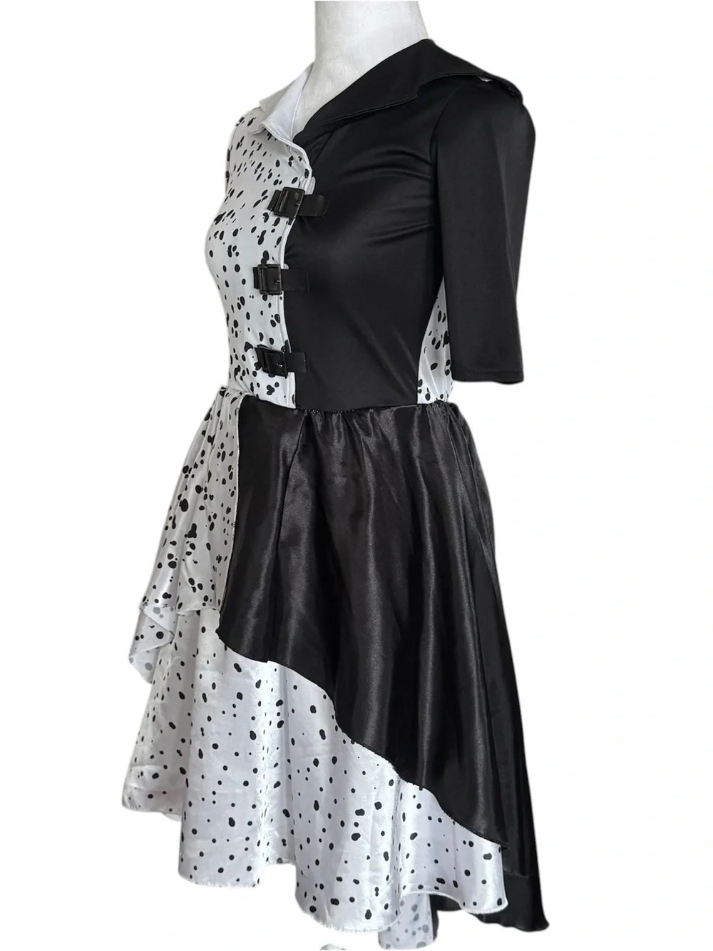 Cruella De Vil Costume Girls M Black White Dalmatian Dress Halloween